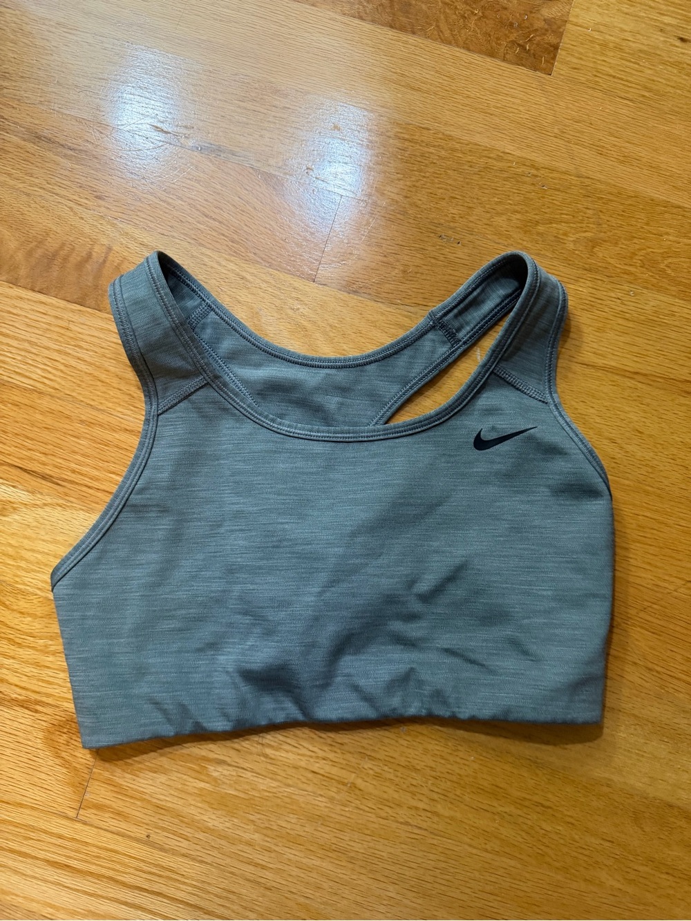 Nike Olive Grey Racerback Sports Bra with Black Swoosh